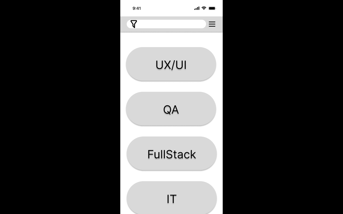 סינון קטגוריות — UX/UI, QA, FullStack, IT