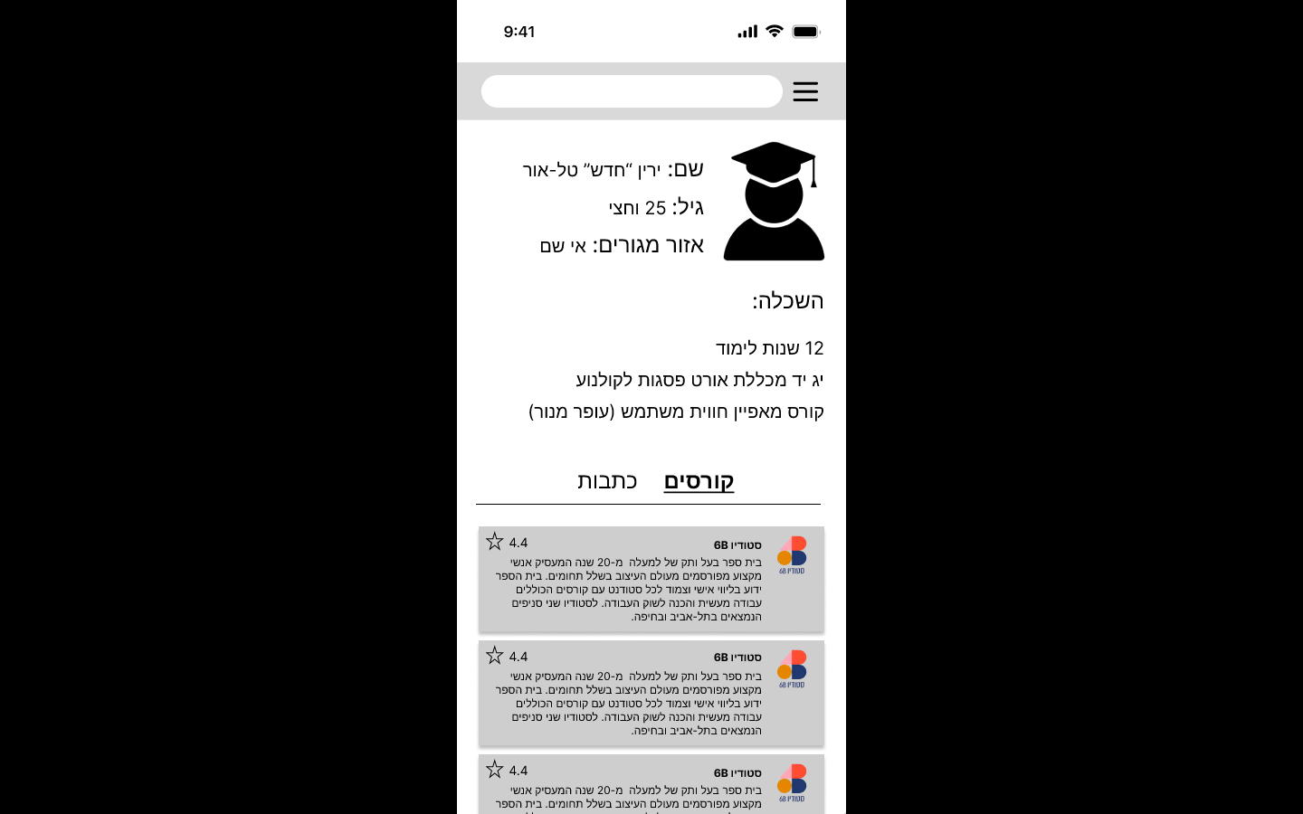 פרופיל סטודנט — היסטוריה ורקע