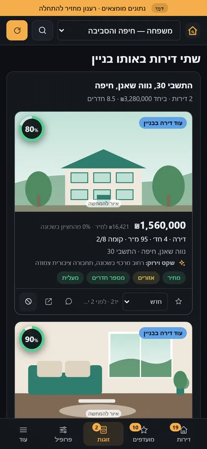 שתי דירות באותו בניין בנייד