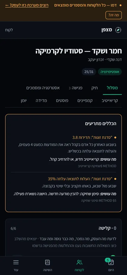 מסלול לקוח במובייל