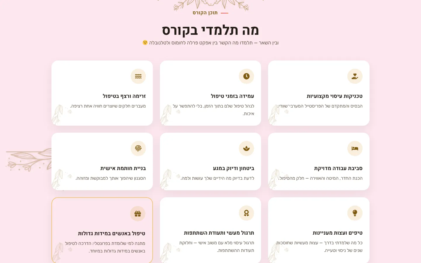 מה תלמדי בקורס